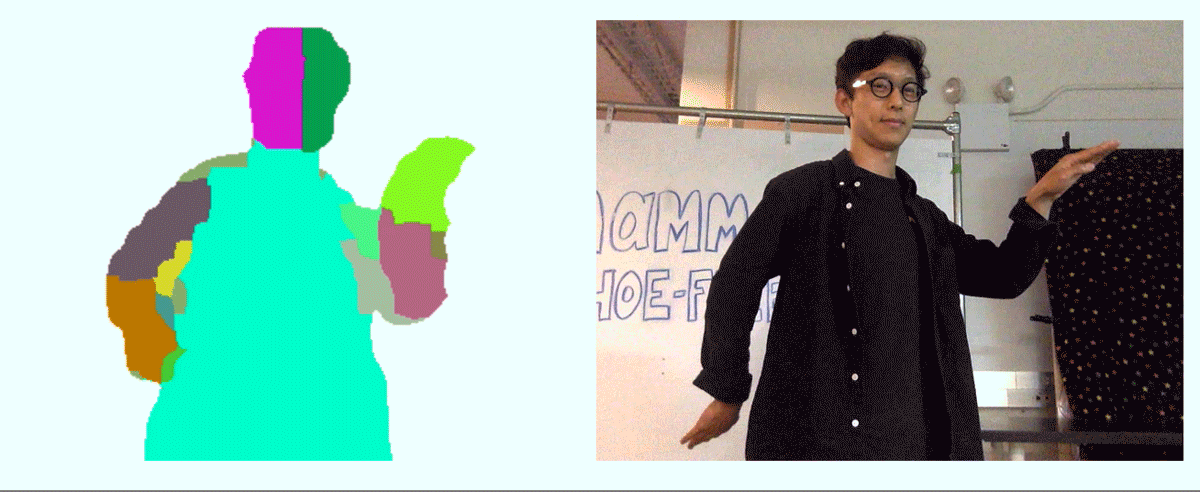 Joey Lee testing the BodyPix model in ml5.js